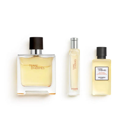 Coffret Terre D'hermès Parfum 75ML, Gel Douche Corps et Cheveux & Format Voyage